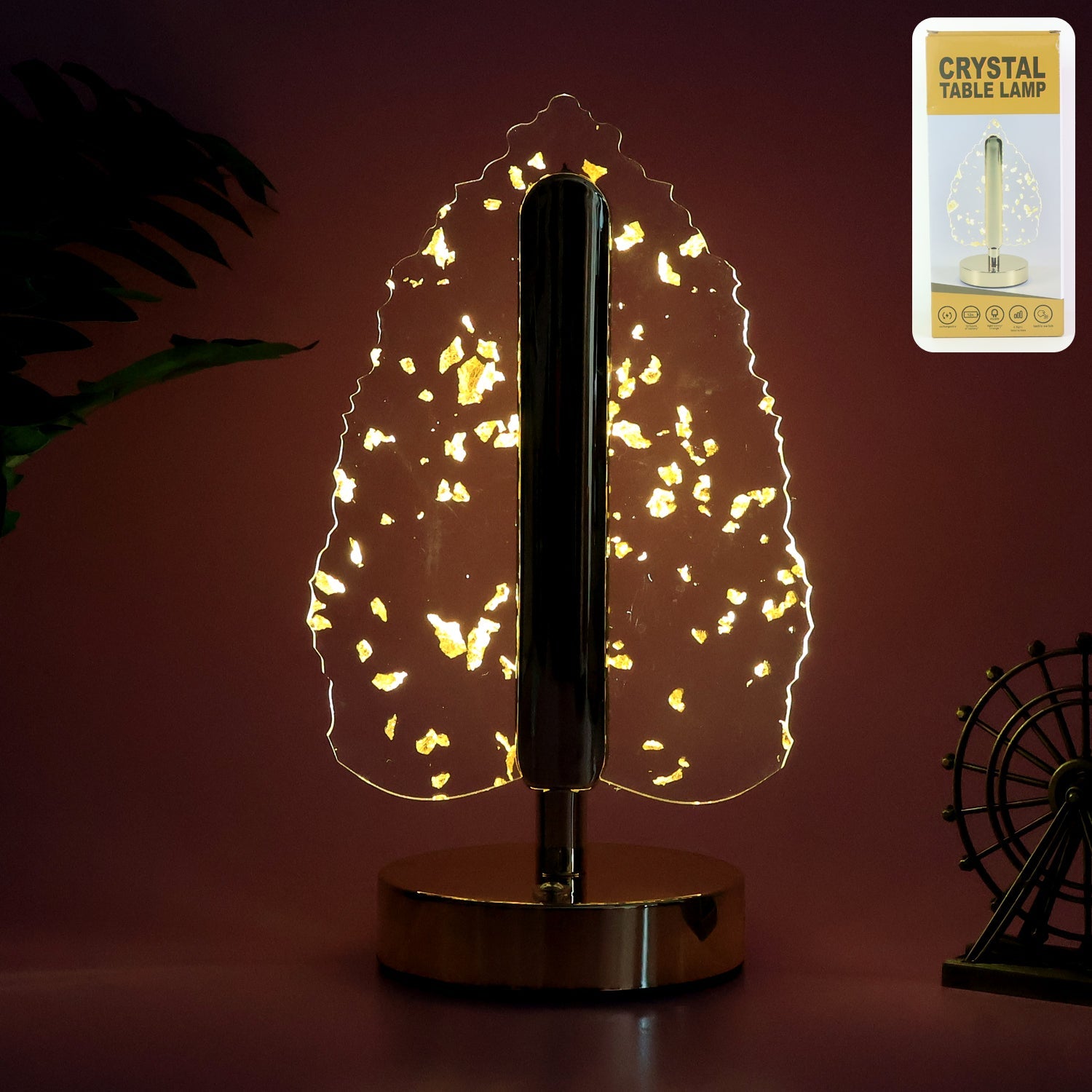 Premium Golden Crystal Leaf-Shaped LED Table Lamp (1 Pc) Premium Golden Crystal Leaf-Shaped LED Table Lamp (1 Pc)